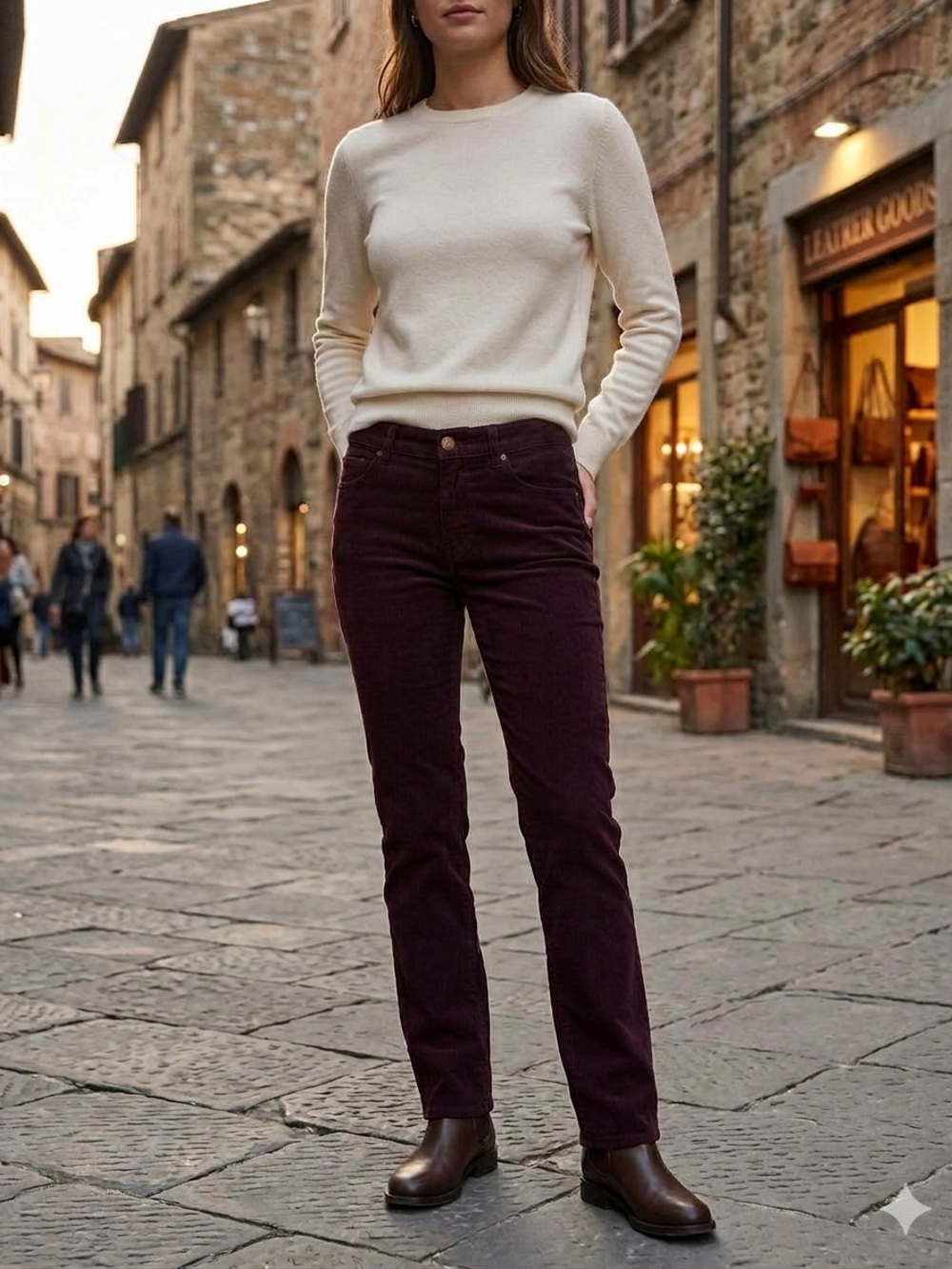 NWT LOFT Ann Taylor Plum Corduroy Pants Modern Straight Leg 27 4P Quiet Luxury